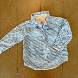 Baby Boys’ Long-Sleeve Nautical Sailboat Pattern Oxford Button Down • Size 12M
